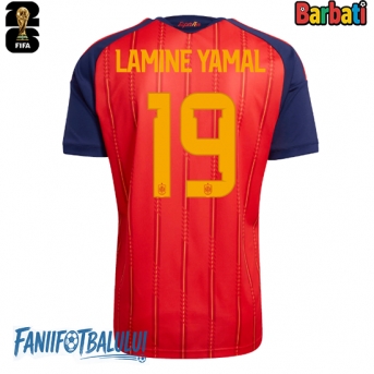 Spania Lamine Yamal #19 Tricou Fotbal Replică Mondial 2026 Barbati Acasa